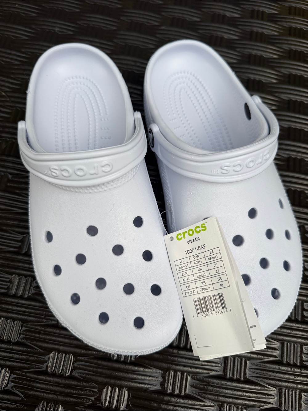 CROCS Classic Clog in White with Black Dot Accents